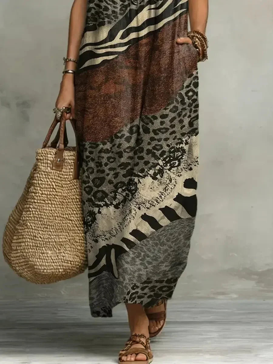 ZELINDA | MIXED PRINT MAXI DRESS
