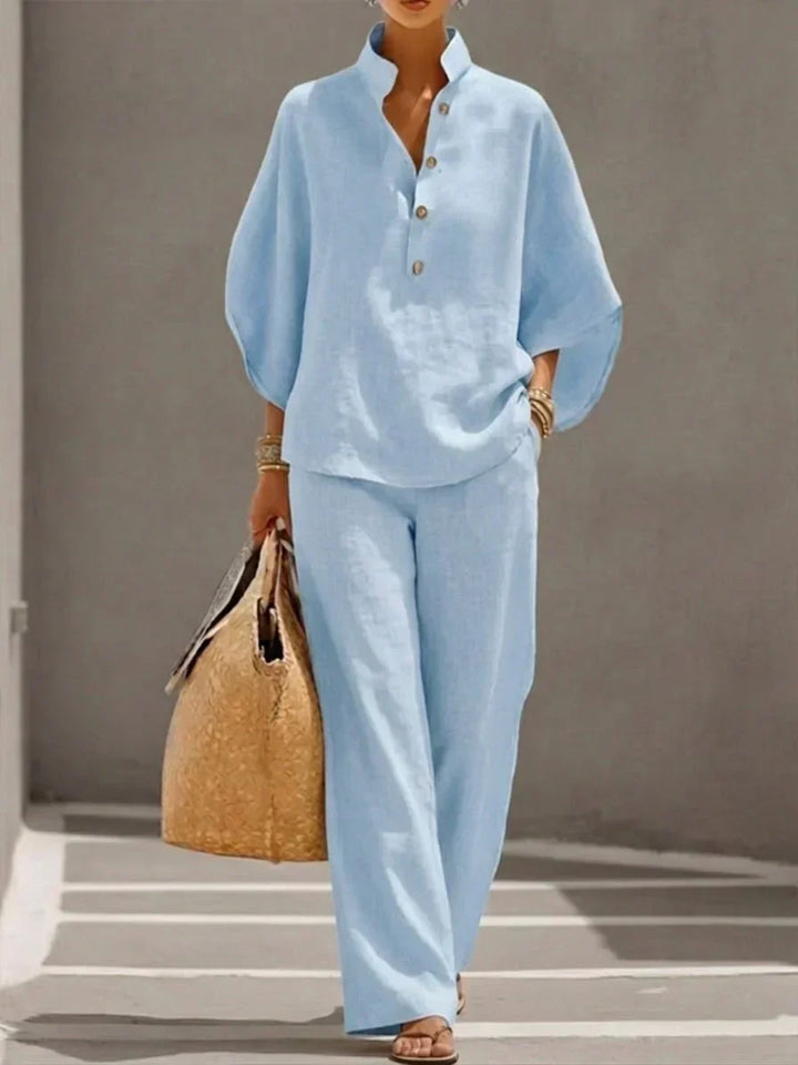 Larissa | Set with batwing sleeves and wide-leg pants