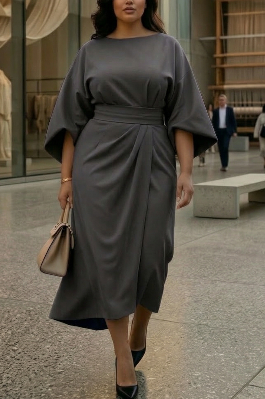 Leone | Elegant Lantern Sleeve Dress
