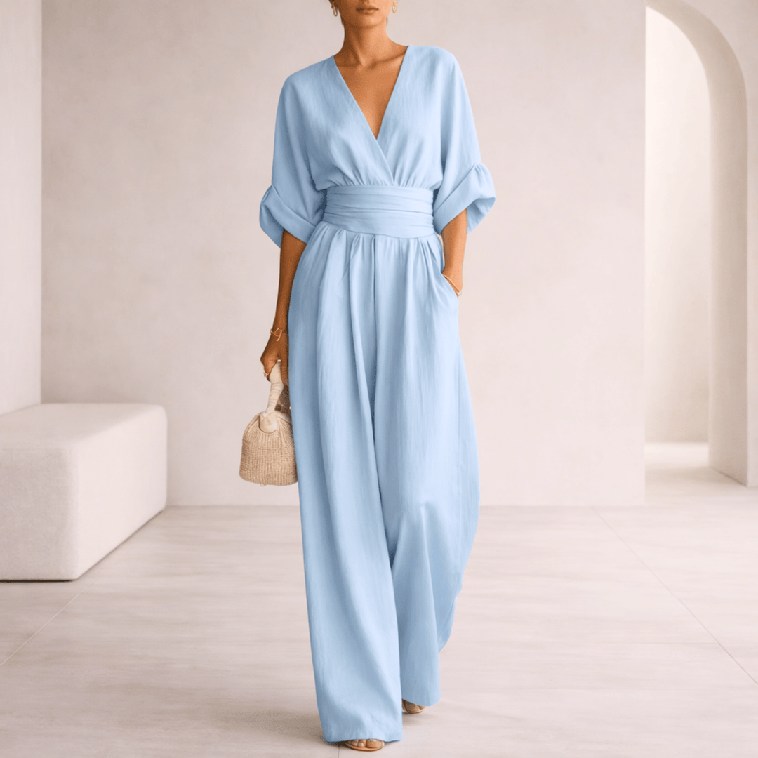 Leona | Essential V-Neck Wide-Leg Jumpsuit for Women