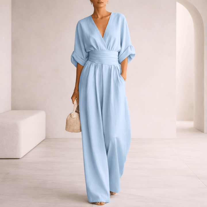 Leona | Essential V-Neck Wide-Leg Jumpsuit for Women